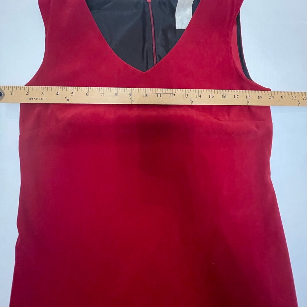 Vintage 90s Velvet Floral Sleeveless V-Neck Sheath Dress Red  Sz 12 Feminine - Picture 5 of 6